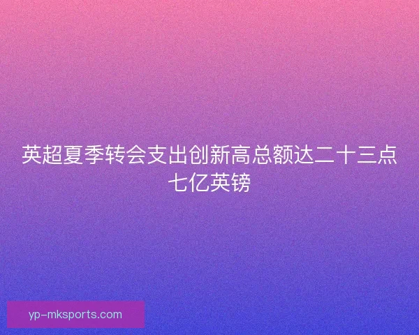 英超夏季转会支出创新高总额达二十三点七亿英镑